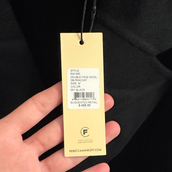 NWT REBECCA MINKOFF Black Double-Breasted Peacoat - M - Picture 4 of 8